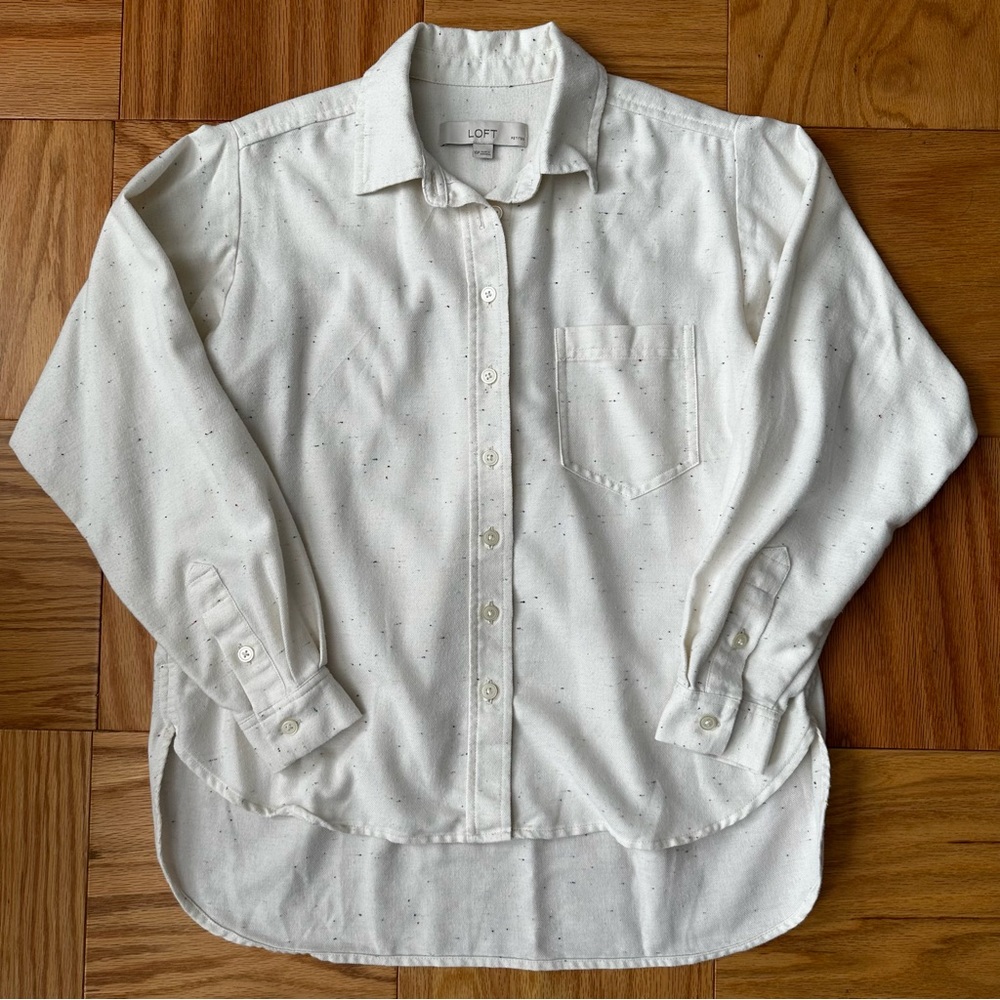 LOFT Speckled Flannel Tunic Button Down Top
